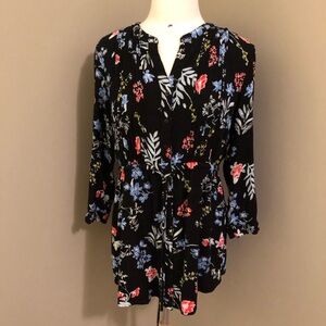 Hilary Radley Blouse Floral Print Size Large